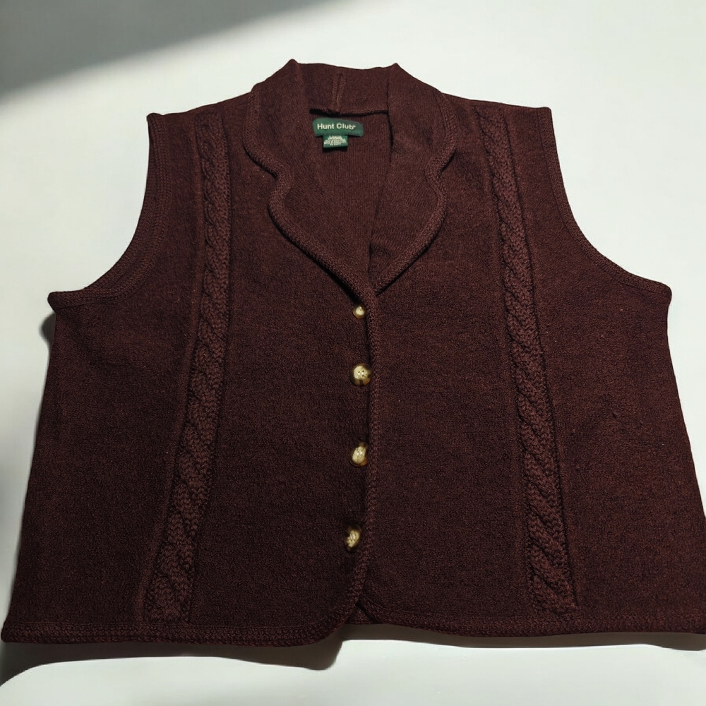 vintage Hunt Club Women's knit sweater vest Size Large 100% Wool